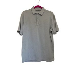 Johnnie-O Gray Striped Polo Shirt sz S with company logo that blends in